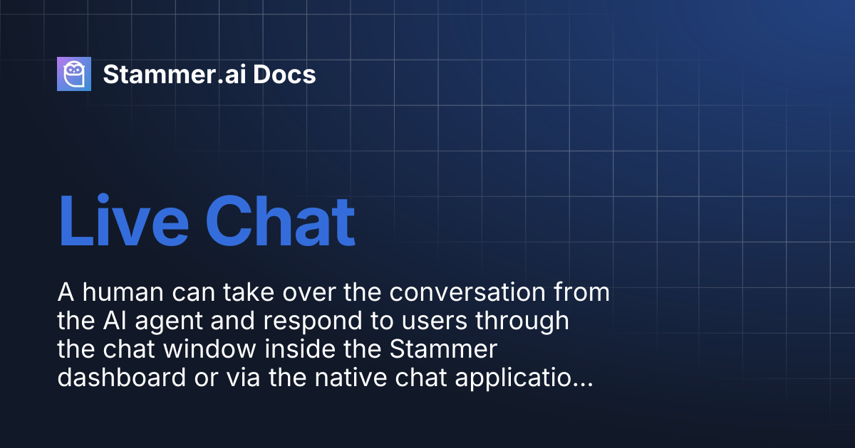 Live Chat | Stammer.ai Docs